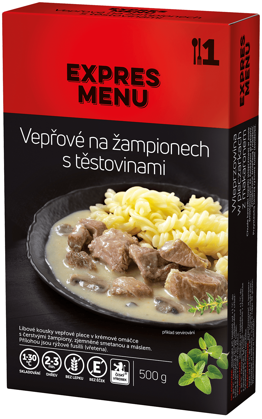 KM Vepřové na žampionech s těstovinami 500 g